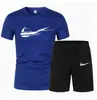 Verano Nuevo Set de Camiseta de Manga Corta para Hombre + Shorts de Playa Estampado Ropa Deportiva Traje de Dos Piezas a la Moda