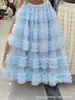 Vestido Largo Estilo Hada de Nicho 2026 con un Ambiente Minimalista Estilo Coreano, Falda de Media Capas Estilo Pastel con Parches de Malla 4809