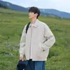 Nasa sobre Chaqueta de Trabajo Desestructurada con Cremallera de Moda para Hombres y Mujeres, Chaqueta Corta de Solapa de Moda Estilo Americano para Primavera y Otoño