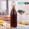 Tapa de cierre abatible para botella de vidrio con hebilla, botella de enzimas, botella de bebida de jugo 1000ml, botella de vino espumoso, botella vacía transparente
