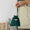 Bolsa de almacenamiento de pana de color sólido de gran capacidad, bolsa de cosméticos con cordón, bolso rojo portátil para mujer, monedero
