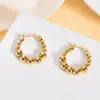 Pendientes Redondos Geométricos de Acero de Titanio para Mujer Europeos y Americanos Joyería Pendientes Redondos Dorados de Acero Inoxidable Pendientes Redondos de Moda