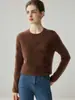Suéter 100% cachemira pura para mujer, nueva colección otoño/invierno, color liso, intrincadamente bordado con motivos florales, cuello redondo, jersey de punto