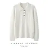 Suéter de Punto para Mujer, Estilo Grueso Otoño Invierno, Cuello Polo con Media Cremallera, 100% Cachemira, Tejido de Trenzas, Manga Larga Suelta, Ropa de Abrigo