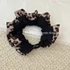Elástico de Cabelo de Renda com Estampa de Leopardo Simples Estilo Coreano, Cordão de Cabelo Elegante Vintage com Pérolas, Elástico Versátil para Rabo de Cavalo, Elástico de Borracha de Alta Elasticidade