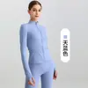 Top de Yoga Slim com Gola Alta e Zíper Jaqueta Esportiva para Treinamento Manga Longa Roupa Fitness Feminina Proteção Solar para Uso Externo