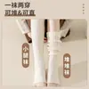 Meias para outono e inverno, meias largas com cobertura para os pés para aquecer, polainas de tricô femininas, meias de inverno para usar com sapatos pequenos de couro, botas longas, estilo japonês