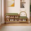 Banqueta Super Estreita 25CM de Largura para Trocar Sapatos Pai e Filho Estilo Creme para Entrada de Casa Sapateira Integrada