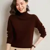 Otoño/Invierno 2026 Suéter de Cachemir Cálido de Cuello Alto para Mujer, Holgado, Elegante, Tejido, Talla Grande, Color Sólido, Versión Básica, Capa Base
