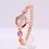 Relógio Pulseira de Quartzo Feminino com Pedras de Calcedônia e Diamantes, Vendido Quente no TikTok, Relógio de Pulso Feminino de Quartzo Moda Luxo Leve, Atacado de Comércio Exterior