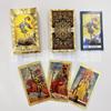 Juego de mesa de tarot de lámina dorada transfronteriza, venta al por mayor, juego completo de tarot de plástico con impresión a color, resistente al agua, manual del juego de mesa.