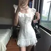 (con Forro + Cierre + Almohadilla en el Pecho) Vestido Súper Bonito, Vestido Blanco Pequeño Primer Amor de Verano, Vestido Corto Dulce para Niñas Que Las Hace Ver Más Jóvenes