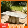 Mesa de Centro Retangular de Pedra Bruta Natural Personalização Novo Estilo Zen Chinês Mesa de Chá Paisagismo de Pátio Mesa de Pedra para Exterior Fábrica