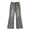 Jeans skinny lavados estilo americano otoño 2023 cintura baja sexy desgastados drapeados acampanados pantalones de barrido