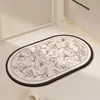 Alfombrilla absorbente de suelo para baño con diseño floral vintage, felpudo de entrada de cocina de tierra de diatomeas, alfombrilla antideslizante de secado rápido para la entrada del baño