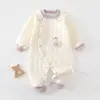 Macacão de Bebê Outono e Inverno Acolchoado Espesso de Algodão Macacão para Recém-Nascido Roupa Quente de Três Camadas Macacão para Bebê Recém-Nascido