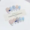 Nai Zi Unhas Usáveis Puramente Feitas à Mão Novo Modelo Outono/Inverno B354 Totalmente Pintadas à Mão Esculpidas Estilo Francês Elegante Adesivos de Unha para Comércio Exterior