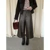 Oferta Especial, Sin Devoluciones ni Cambios Estilo Minimalista, Pantalones de Piel Casual de Alta Gama, Pantalones de Piel Versátiles de Pierna Ancha 0949