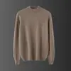 Ropa de Primera Línea Lana Pura Otoño e Invierno Hombres Suéter Pulóver Holgado de Cuello Medio Alto Punto Tejido Casual de Negocios