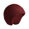 Otoño e Invierno Nuevo Sombrero de Punto para Exteriores con Protección contra el Frío y las Orejas para Hombres y Mujeres Simple de Color Sólido con Forma de Cúpula Redonda Tipo Jersey Sombrero Cálido de Moda