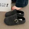 Primera reunión Jihou sandalias de dedo Birkenstock de suela gruesa para mujer nuevas zapatillas de plataforma grises peludas para mujer calzado de exterior para mujer mules