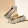Zapatos de Cuero Suave para Mujer de Estilo Nuevo para Primavera y Otoño, con Hebilla Cuadrada, Punta Cuadrada, Boca Baja, Tacón Medio, Tacón Grueso, Suela Suave y Zapatos Cómodos que No Cansan los Pies