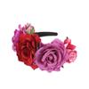 Faixa de Cabeça para Festa Fantasia de Halloween Transfronteiriça Faixa de Cabeça com Flor Artificial Rosa Retro Adereço de Cabeça Maquiagem Étnica Festa Faixa de Cabeça