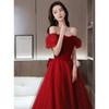 Vestido de Brindis de Novia 2026 Nuevo Otoño Princesa Fugitiva Rojo Compromiso Boda Vestido de Brindis Vestido Largo