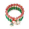 Pulsera Navideña Transfronteriza Dibujo Animado de Papá Noel Árbol de Navidad Copo de Nieve Combinación de Cuentas Pulsera Navideña Set de 3 Piezas