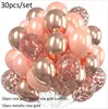 Nuevo Globo de Confeti Largo Dorado con Lentejuelas de 12 pulgadas Globos para Decoración de Escena de Fiesta de Cumpleaños 30 Globos Transfronterizos