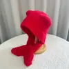 Chapéu de Urso Fofo Estilo Coreano Cachecol de Pelúcia Quente de Inverno para Mulheres Chapéu Tudo-em-um Proteção Auricular à Prova de Frio Rosto Exposto Pequeno Chapéu Lei Feng
