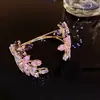 Pulseira Aberta Exquisita de Folha de Cristal Coreana Casual Simples Moda Versátil Design de Nicho Joia de Mão para Mulheres