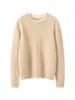 Suéter de punto trenzado holgado de cachemira para mujer, cuello redondo, otoño e invierno, versátil, adelgazante, manga larga, diseño simple