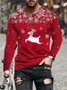 Nueva moda para hombre, diseño digital 3D de renos navideños, adecuado para exportación, ventas transfronterizas y uso en otoño/invierno, con un corte holgado