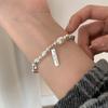 Pulsera de perlas de frijol de plata irregular para mujer, estilo frío, nicho, pulsera simple, lujo ligero, diseño elegante de alta gama