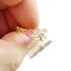 Anillo de Esmalte Estilo Chino Anillo de Fuga para Mujeres con Temperamento Suave Flor de Durazno Degradada Anillo de Comida Dulce Venta Directa de Fábrica