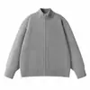Yidao Vintage Outono 2026 Nova Chegada Retrô Americano High-End Cor Sólida Gola Alta Zíper Cardigan Suéter Peça de Roupa Externa Masculino