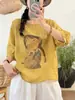 Camiseta de Punto de Lino Estampada de Verano Nuevo Estilo Cuello Redondo Manga Media Holgada Talla Grande Top Casual Venta al por Mayor