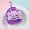 Monedero de Felpa Lindo de Dibujos Animados, Estuche para Auriculares de Muñeco 3D Abeja, Bolsa de Almacenamiento de Monedas con Cremallera de Color Caramelo