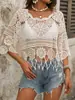 Ropa de protección solar transfronteriza europea y americana para la playa, top de punto calado de ganchillo para mujer, pareo de bikini para la playa con flecos, estilo casual