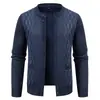 2026 Productos de Comercio Exterior Listos para Entrega Otoño e Invierno Nuevo Suéter Abrigo Casual para Hombre Jacquard Engrosado Tejido de Punto con Felpa