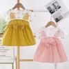 Em Estoque Verão Estilo Coreano Infantil e Menina Bebê Vestido Princesa de Algodão Estampado Manga Curta Saia A-Line Infantil para Crianças Pequenas