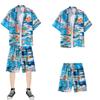 Camisa estampada casual masculina shorts de praia de verão manga curta terno de duas peças havaiano moderno bonito roupas de férias