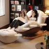 Cadeira de Balanço Reclinável para Adultos, Adequada para Dormir, Design de Casca de Ovo na Cor Creme, Cadeira de Lazer para Varanda e Casa, Sofá Preguiçoso para Sala de Estar