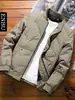 Jaqueta Puffer Masculina Enbu Inverno Quente Penugem de Pato Branco Casual de Negócios Versátil Jaqueta Baseball Marca Tendência Roupa Exterior