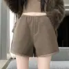 Shorts de lã de alta qualidade em linha A para mulheres, novo estilo coreano outono/inverno 2026, cintura alta, versátil, perna reta, calça boot-cut para usar em camadas