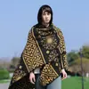Cachecol/Xale Étnico Retrô Outono/Inverno para Senhoras, Manto Quente com Fenda para Senhoras, Manto de Moda de Rua para Passarela