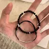 Pulsera Tejida a Mano de Plata de Ley S925 con Cuentas de Ágata Negra y Moneda de Cobre Estilo Chino Nuevo Simple Pulsera Unisex Joyería