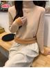 Suéter de gola alta parcial, peça única de veludo, interno quente, manga longa, base, novo top, slim fit, combina com tudo, suéter espesso para mulheres