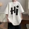 Camiseta de manga corta estampada de estilo lindo de verano para hombre, camiseta holgada de marca de moda moderna, algodón pesado, talla grande, top moderno